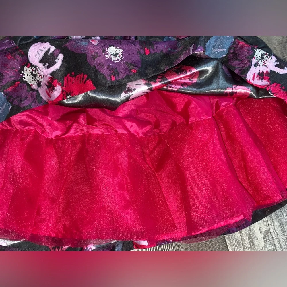 Gymboree Hot Pink Black Purple Lavender Floral Poppy Tulle Dress Girl’s Size 8